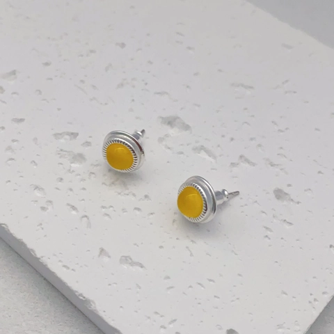 Runde Edelstein Ohrstecker Kupfer Mit 925 Sterling Silber Ohrstift Retro Kleiner Vielseitiger Schmuck
