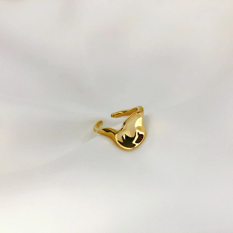 Anello Aperto Irregolare In Rame Placcato Oro 18K Stile Metallo Liquido Geometrico Lava Gioielli Regolabili Donna