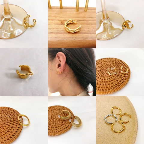 Minimalistischer Kupfer Gold Silber Plattierter Ring Ohrmanschette Mit Künstliche Perle Zirkon 925 Sterling Silber Ohrstecker Stift Damen Schmuck