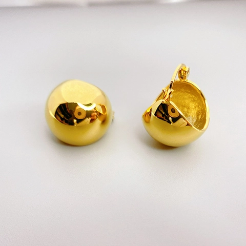 Orecchini A Cerchio Emisferici Rame Placcato Oro Argento Lucidato Liscio Metallo Retro Gioielli Moda Donne