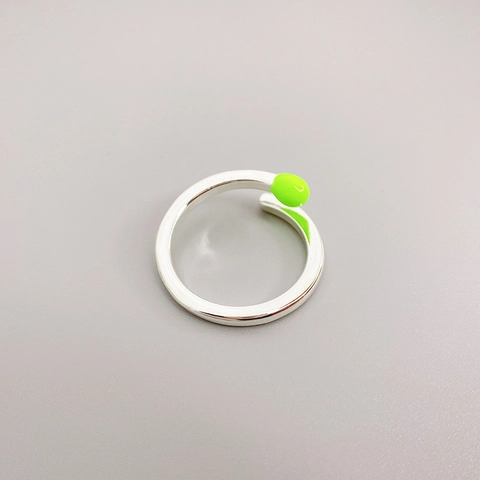 Creative Matchstick Shape Open Ring Copper Enamel Silver Plated Adjustable Fashion Jewelry Women Colorful Drip Oil