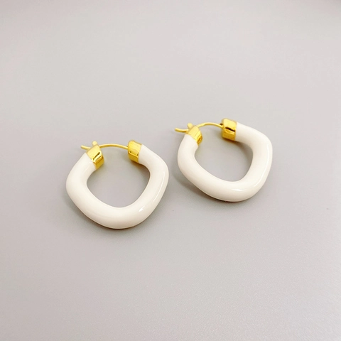 Irregular Geometric Hoop Earrings Copper 18K Gold Plated Enamel Glaze Candy Color Personalized Fashion Jewelry For Women
