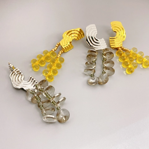 Gewellte Kupfer Ohrhänger Mit Durchscheinenden Perlen Und 925 Sterling Silber Ohrstecker Vintage Schmuck Für Damen