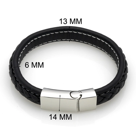 Braided Genuine Leather Bracelet With Stainless Steel Magnetic Clasp Vintage Handmade Wristband Jewelry For Men