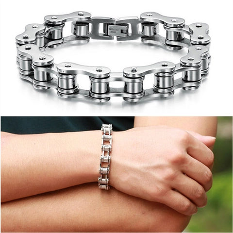 Motorrad Kette Armband Edelstahl Poliert Industrie Punk Fahrrad Glied Männer Schmuck