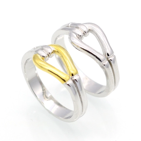 Bague Nœud En Argent Sterling 925 Bicolore Plaqué Or Et Argent Poli Miroir Bijou Géométrique Minimaliste Mode Pour Femmes