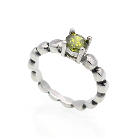 Bague en Acier Inoxydable 316L Vintage pour Femme Texture Bulle Zircone Incrustée Serti à Griffes Accessoire de Bague de Doigt Hautement Polie
