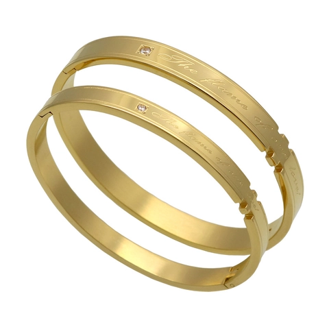 Bracelet de Couple en Acier Titane Gravé The Flame Of Our Love Zircon Jonc en Acier Inoxydable pour Hommes Femmes Bijoux