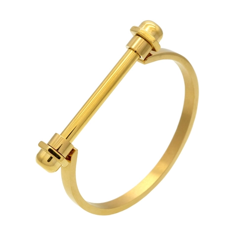Stainless Steel Horseshoe Shackle Screw Cuff Bracelet Industrial D Ring Bolt Minimalist Punk Jewelry For Men Women
