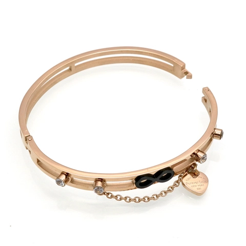 Infinity Symbol Heart Pendant Bangle Stainless Steel Cubic Zirconia Double Layer Bracelet Fashion Jewelry Women