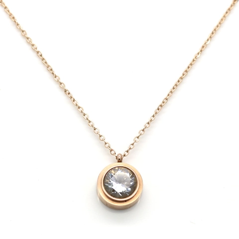 Collana Con Pendente Minimalista In Zircone Acciaio Inossidabile Placcato Sottovuoto Catena Clavicola Gioielli Donna