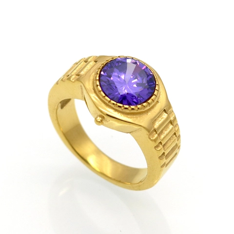 Bague en Acier Inoxydable 316L Style Bracelet Montre Vintage Hommes Femmes Luxe Zircon Rond Incrusté Bijoux Plqué Or Argent