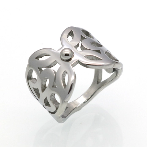 Camellia Hohlfingerring Für Frauen Titanstahl Vakuumplattierung Breites Band Koreanischer Stil Schmuck