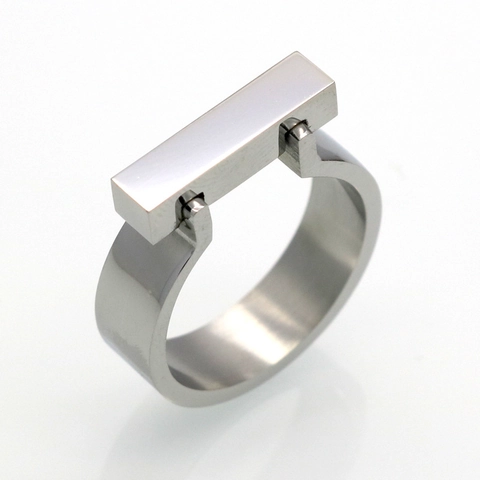 Bague Barre Carrée Minimaliste en Acier Inoxydable Style Industriel Géométrique Moderne Bijoux de Doigt Unisexes Bague à Surface Lisse