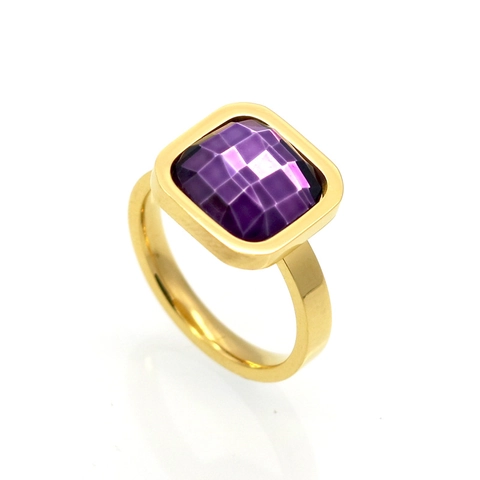 Bague en Acier Inoxydable 316L Avec Zircon Carré Pour Femme Poli Géométrique Bague De Doigt En Cristal Bijoux De Fête