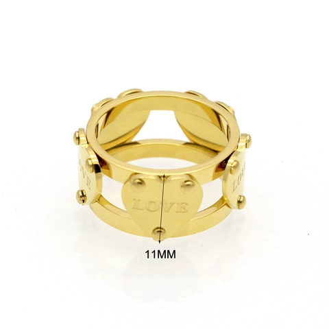 Hollow Heart Ring 316L Stainless Steel Double Layer Love Inscription Romantic Fashion Jewelry For Women
