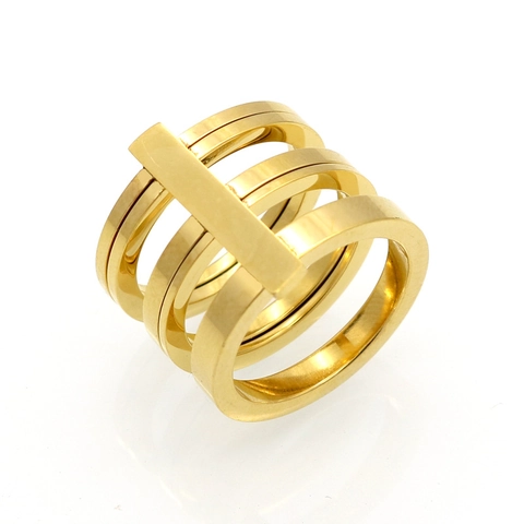Anillo Multicapa Geométrico Acero Inoxidable 316L Minimalista Pulido Banda Ancha Apilable Joyería Declaración Mujeres Hombres