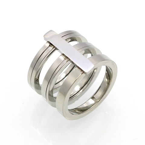Anillo Multicapa Geométrico Acero Inoxidable 316L Minimalista Pulido Banda Ancha Apilable Joyería Declaración Mujeres Hombres