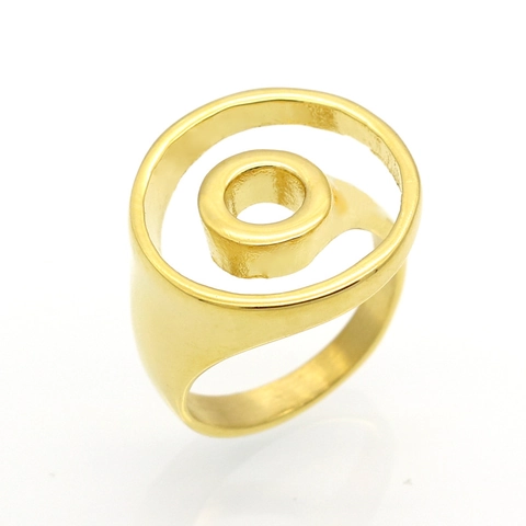 Anillo Círculo Doble Anidado Minimalista Acero Inoxidable 316L Chapado En Oro 18K Geométrico Pulido Espejo Moderno Unisex