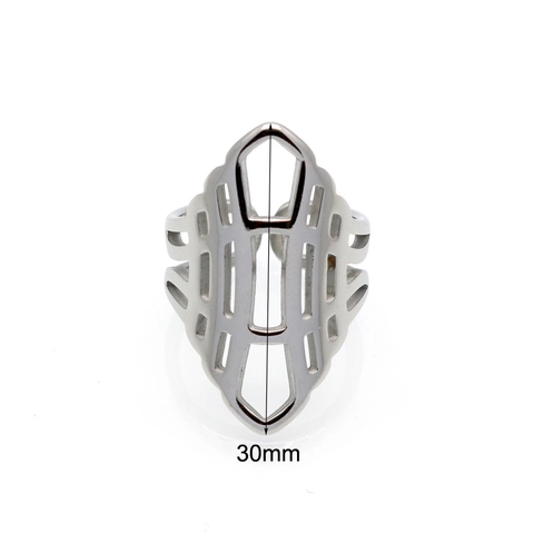 Anello Geometrico Cavo In Acciaio Inossidabile 316L Fascia Minimalista A Grata Gioielli Alla Moda Per Donna
