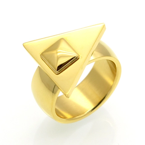 Anillo de Triángulo Geométrico de Acero Inoxidable 316L Con Tachuela de Pirámide Oro Rosa Oro Plata Joyería Punk para Mujer Hombre