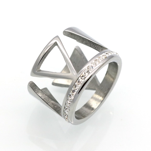 Anillo Geométrico Triángulo Acero Inoxidable 316L Estrás Joyería Moda Moderna Para Hombres Mujeres