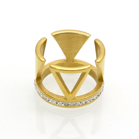 Anillo Geométrico Triángulo Acero Inoxidable 316L Estrás Joyería Moda Moderna Para Hombres Mujeres