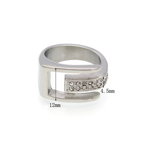 Anillo Abierto de Mujer de Acero Inoxidable 316L Chapado en Oro de Doble Capa Geométrico con Zirconia Incrustada Ajustable Joyería