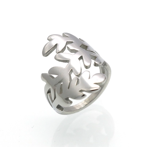 Anello Ramo Foglia Ulivo Cavo Acciaio Inossidabile Minimalista Colore Oro Argento Gioielli Romantici Per Donne