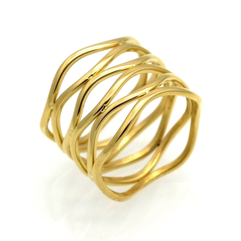 Anillo De Onda Minimalista Acero Inoxidable 316L Multicapa Geométrico Joyería Para Mujeres Hombres Parejas Pulido