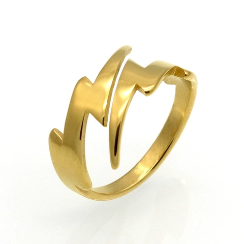 Anillo Abierto De Rayo Acero Inoxidable 316L Minimalista Zigzag Ajustable Joyería Pulida Para Mujeres Hombres