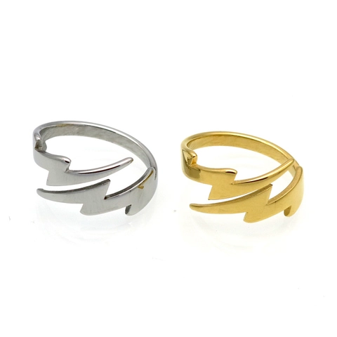 Anillo Abierto De Rayo Acero Inoxidable 316L Minimalista Zigzag Ajustable Joyería Pulida Para Mujeres Hombres