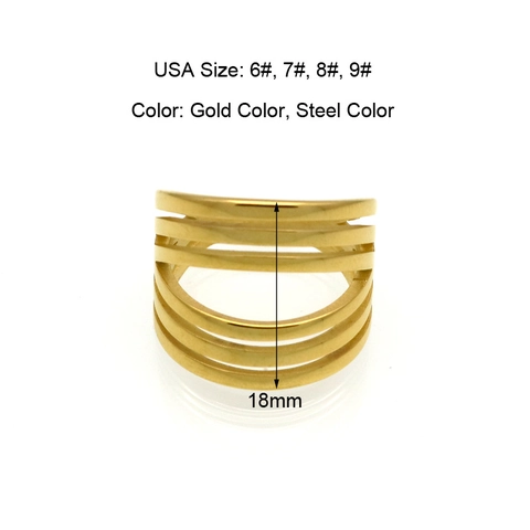 Minimalist Multi Layer Hollow Band Ring 316L Stainless Steel High Polished Wide Geometric Jewelry For Women Men