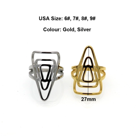 Anello Cavo Geometrico Triangolare Minimalista Acciaio Inossidabile 316L Lucidato A Specchio Gioielli Punk Moderni Per Uomo Donna