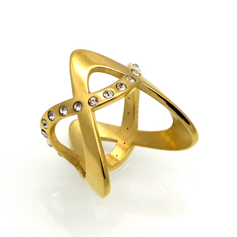 Anillo Cruzado en X de Acero Inoxidable 316L Con Strass Joyería de Moda Geométrica Simple para Mujer Regalo Oro Plata Anillos