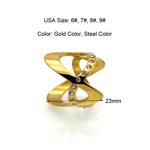 Anillo Cruzado en X de Acero Inoxidable 316L Con Strass Joyería de Moda Geométrica Simple para Mujer Regalo Oro Plata Anillos
