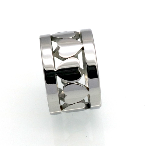 Anillo A Fascia Larga Con Cuore Cavo Acciaio Inossidabile 316L Lucidato Gioielli Di Moda Per Donna