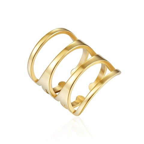 Anillo De Acero Inoxidable Geométrico Hueco Multicapa Ancho Joyería De Moda Minimalista Para Mujeres Hombres
