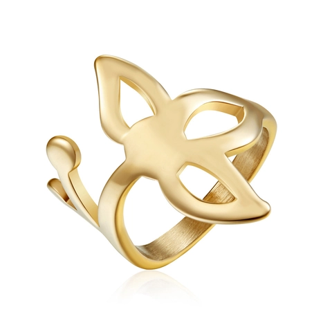 Anillo Mariposa Hueco Acero Inoxidable Titanio Joyería Minimalista Vintage Para Mujeres Color Oro Plata Elegante