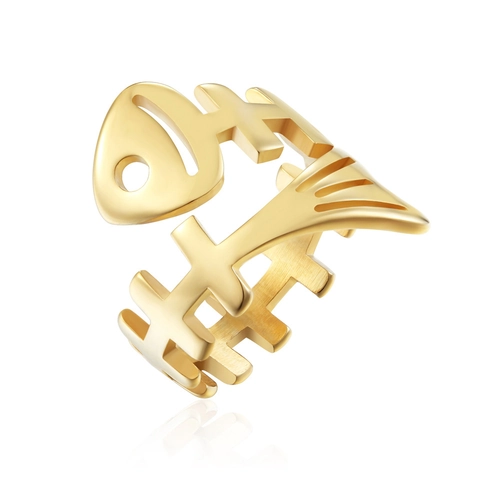 Anello Lisca Di Pesce Acciaio Inossidabile Retro Punk Scheletro Svuotato Gotico Gioielli Regalo Per Uomini Donne