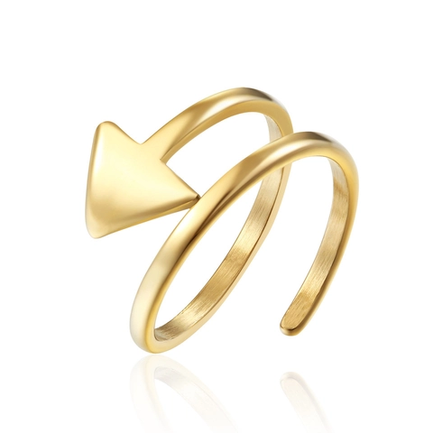 Anello Aperto Freccia Vintage In Acciaio Inossidabile Doppio Strato Spirale Geometrico Regolabile Per Donna