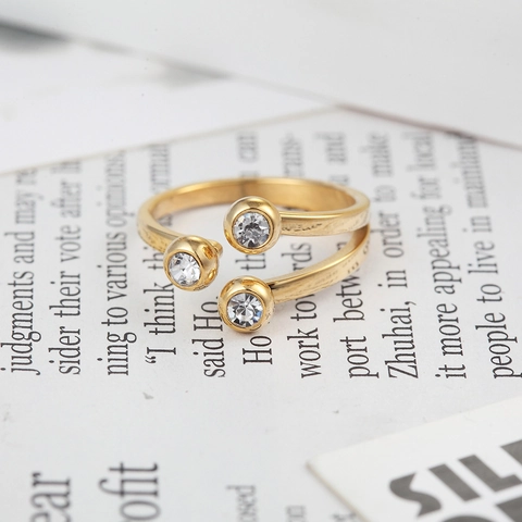 Anello Aperto Regolabile Minimalista In Acciaio Al Titanio Zircone Design A Spirale Gioielli Di Moda Per Donna
