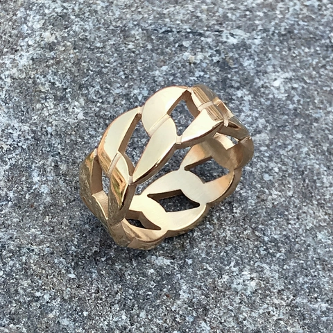 Bague Anneau Maille Gourmette Évidée en Acier Inoxydable 316L pour Femmes Hommes Or Argent Noir Or Rose Bijoux Mode Street Punk