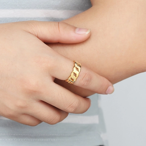 Anillo de Eslabón Cubano Minimalista de Acero Inoxidable para Hombre y Mujer Joyería Personalizada Regalo de Anillo Hueco