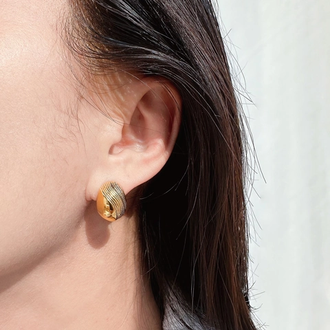 Orecchini A Lobo Chicco D'oro Retrò Per Donna Con Perno In Argento 925 Ottone Geometrico Minimalista
