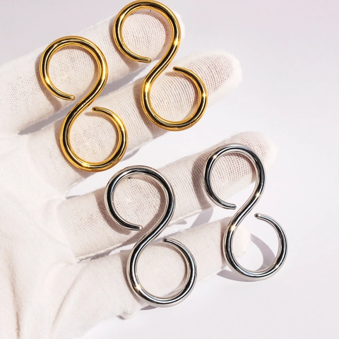 Geometrische Unendlichkeit Acht Form Ohrringe Poliertes Messing Vergoldet Minimalistischer Linearer Hängeschmuck Für Damen