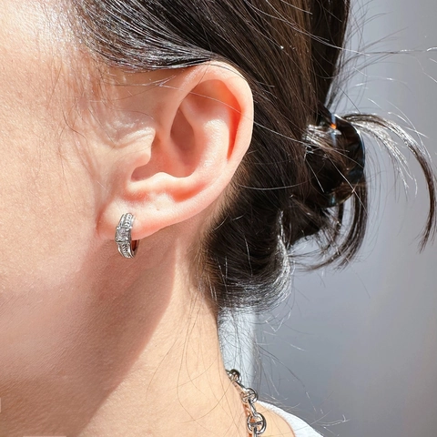 Minimalist Twisted Rope Huggie Hoop Earrings Gold Silver Plated Copper Zirconia Square Inlay Fashion Jewelry For Women