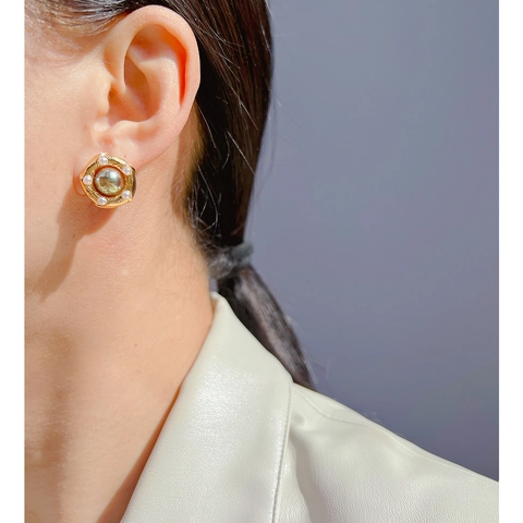 Orecchini A Lobo Vintage Stile Francese Ottone Spirale Geometrica Con Perno In Argento Sterling 925 Perla Artificial Per Donne