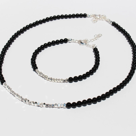 Collana Di Perline In Onice Nero E Ottone Per Donna Perline Metalliche Irregolari Giuntate Gioielli Artigianali Retro