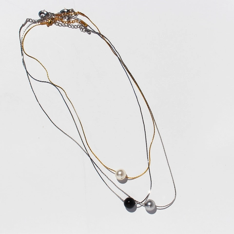 Fashion Brass Necklace Real Gold Plated Black Agate Artificial Pearl Pendant Clavicle Chain Jewelry For Women Minimalist Style